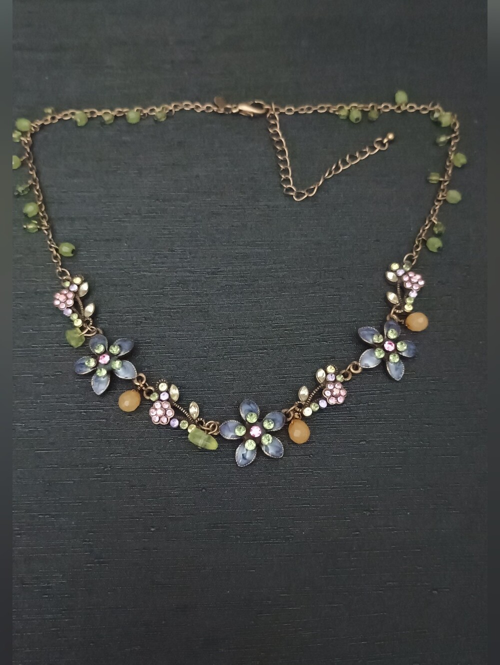 Vintage Floral Multicolor Crystal Statement Necklace By Premier Designs